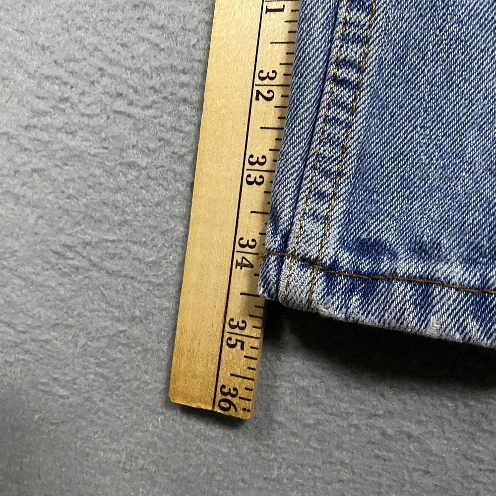 Y2K Levis 505 Straight Fit Jeans Mens 33x34 Light Wash Blue Denim Distressed